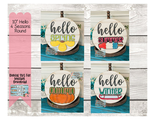 10" 4 Seasons Interchangeable Hello Sign DIGITAL SVG File