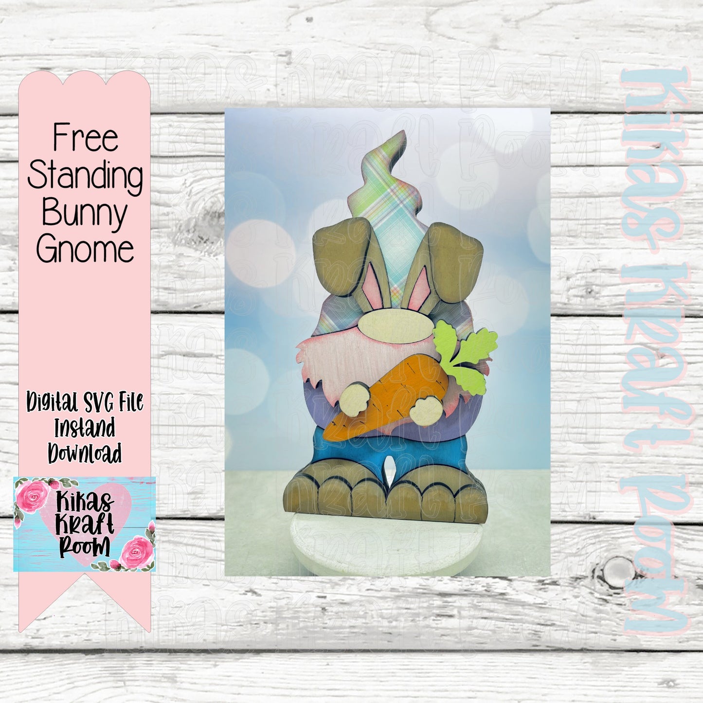 Freestanding Bunny Gnome DIGITAL LASER SVG File