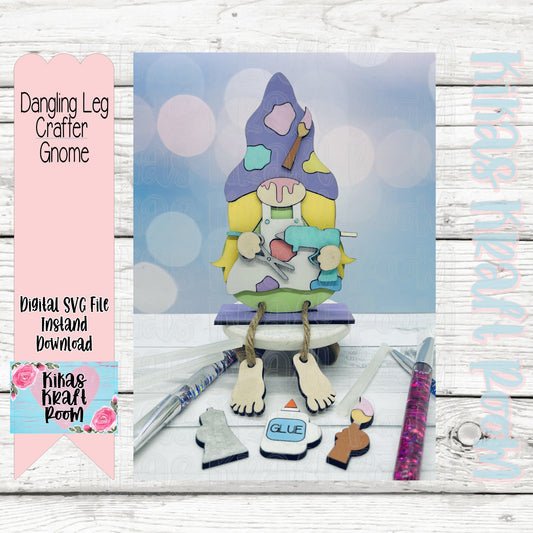 Dangling Leg Crafter Gnome DIGITAL LASER SVG File