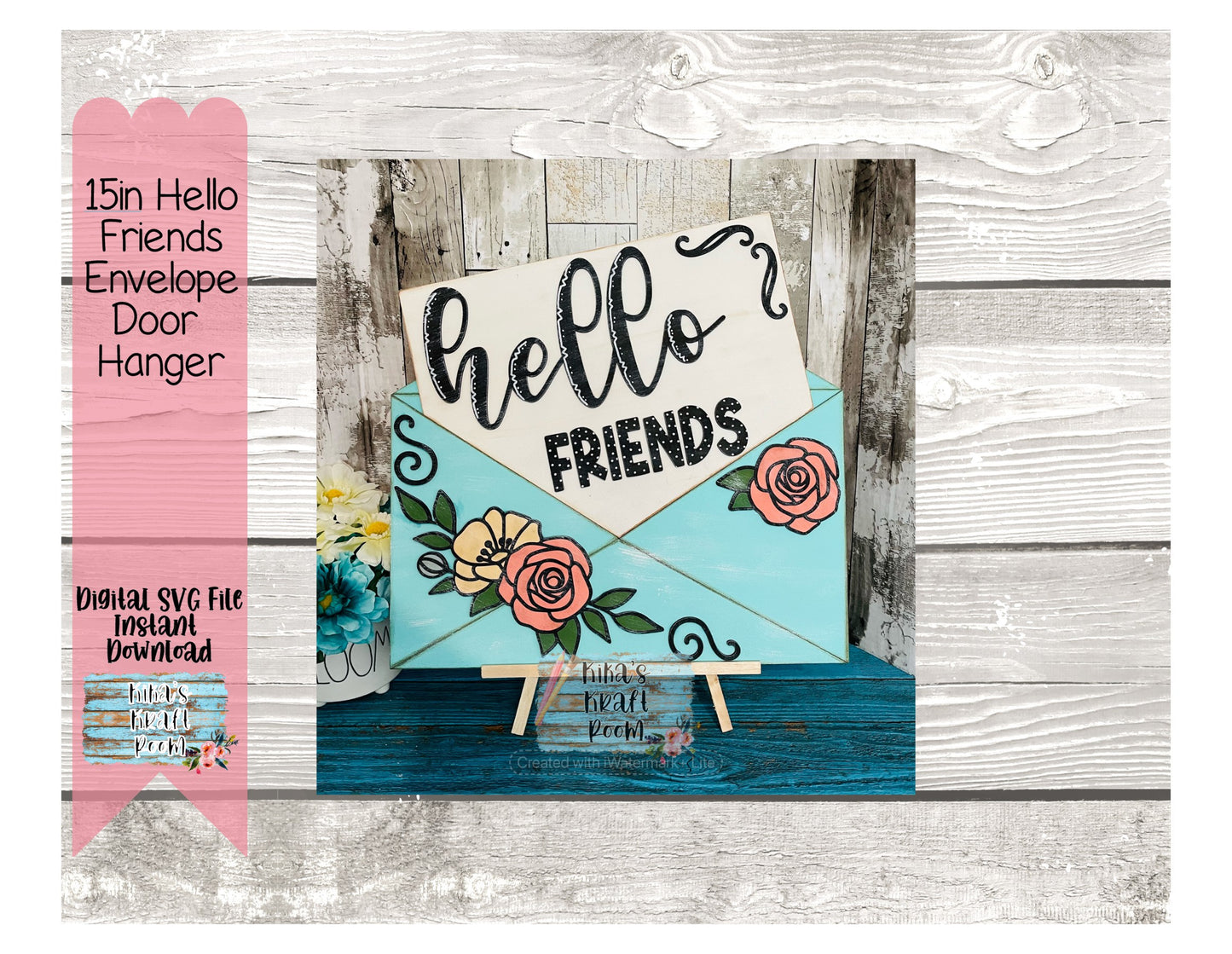 15" Hello Friends Envelope Style Door Hanger DIGITAL SVG File