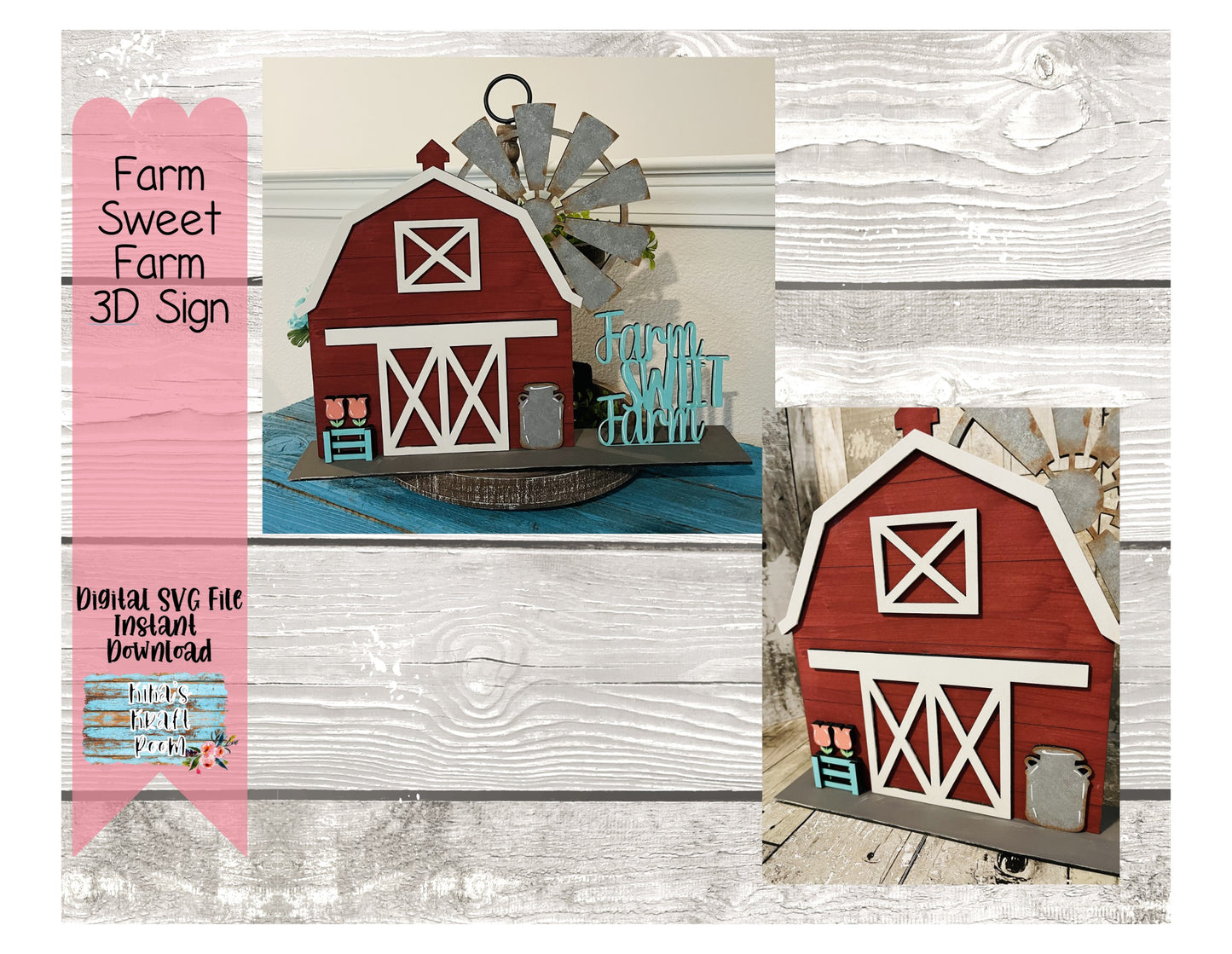 3D Farm Sweet Farm Standing Sign DIGITAL SVG File