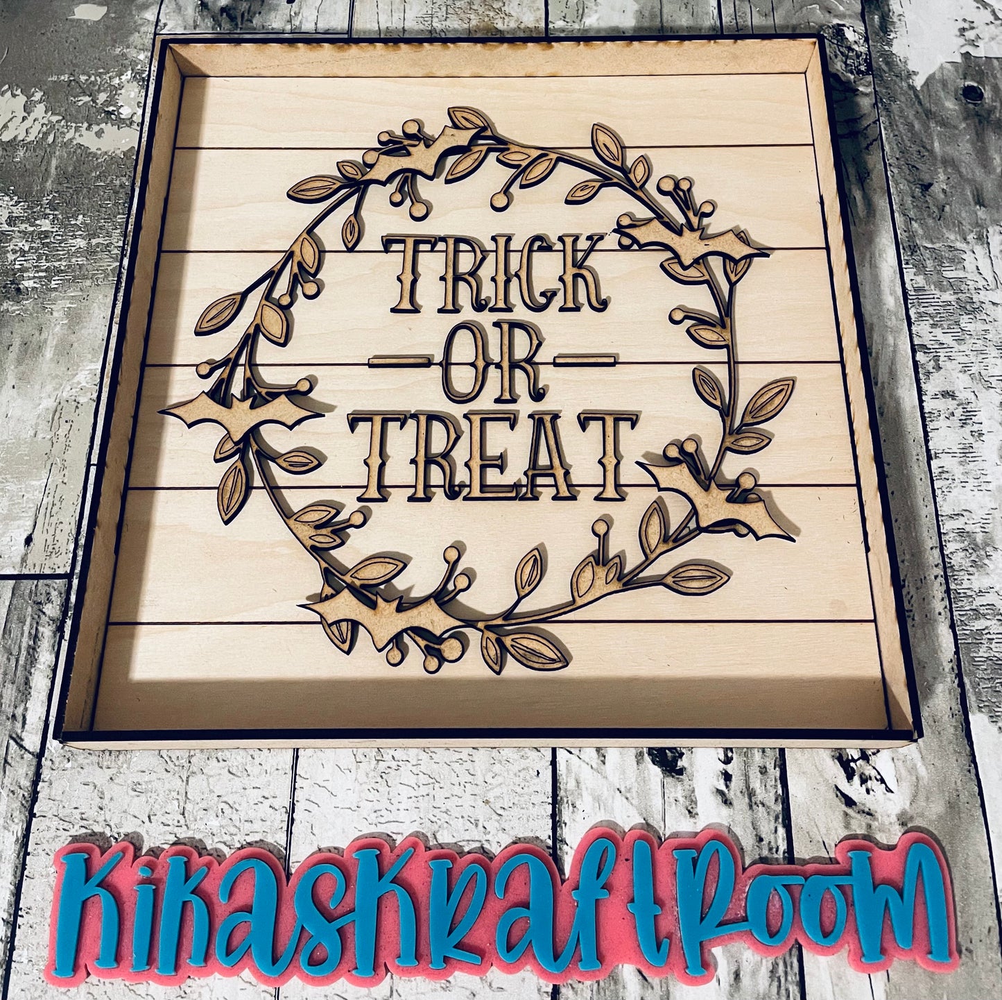 Trick-Or-Treat/Happy Harvest Wreath Sign with frame DIGITAL SVG File