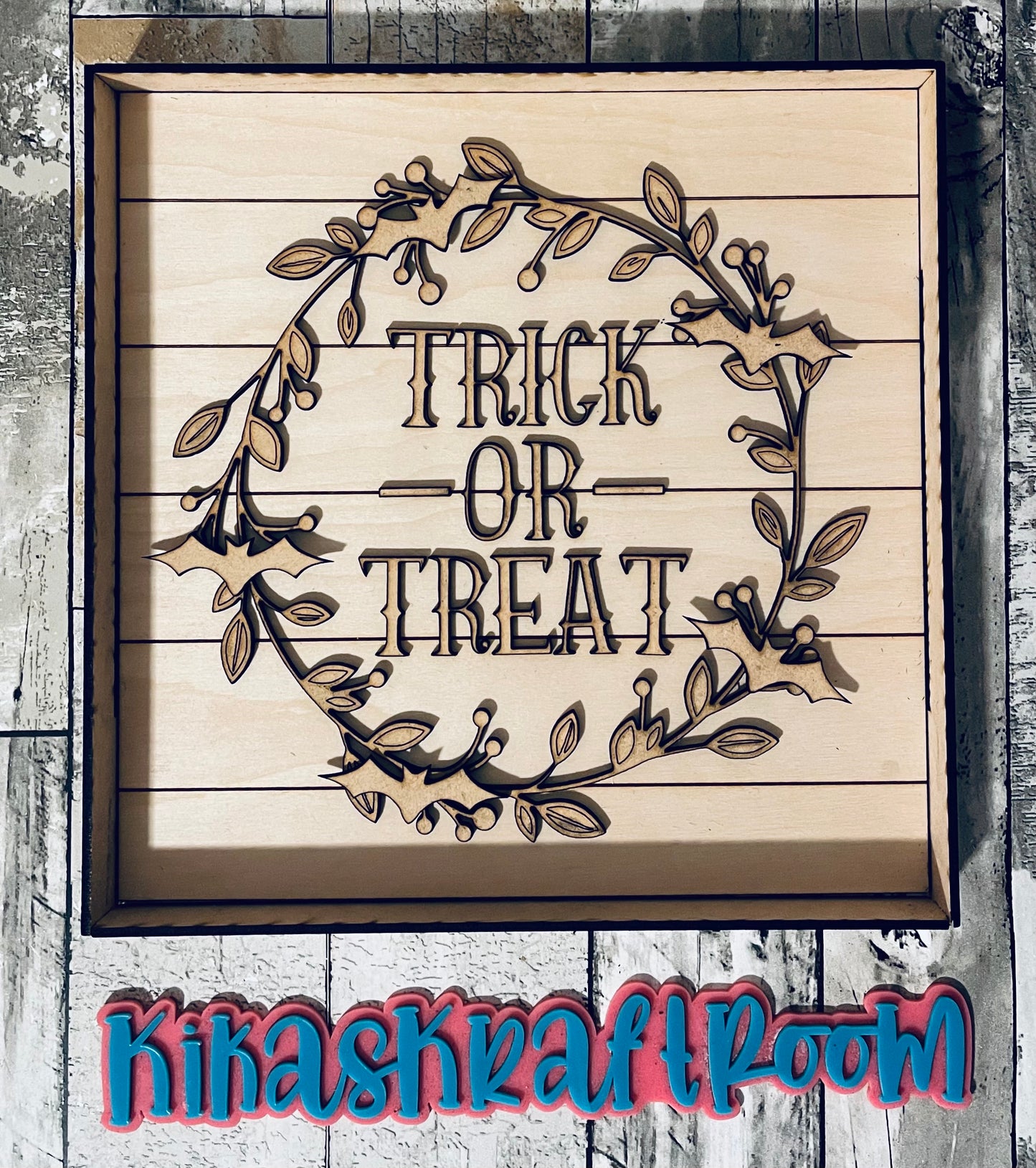 Trick-Or-Treat/Happy Harvest Wreath Sign with frame DIGITAL SVG File