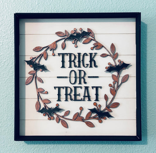 Trick-Or-Treat/Happy Harvest Wreath Sign with frame DIGITAL SVG File