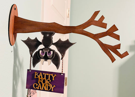Batty For Candy Hanging Bat Sign DIGITAL SVG File