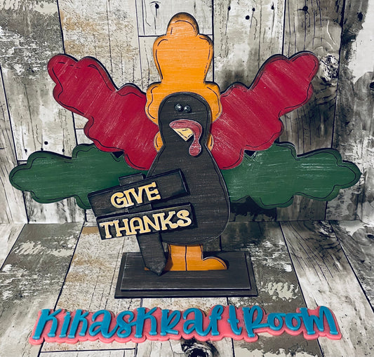 12in Give Thanks Turkey Stand DIGITAL SVG File