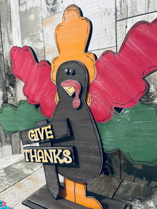 12in Give Thanks Turkey Stand DIGITAL SVG File