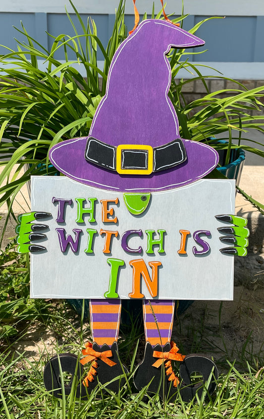 19" The Witch is IN/OUT Door Hanger DIGITAL SVG File