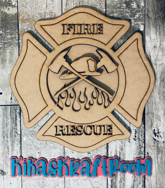 12in Fire Rescue Badge Sign DIGITAL SVG File