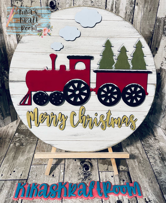 15" Merry Christmas Train Door Hanger DIGITAL SVG File