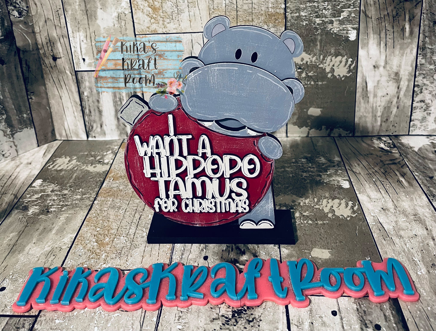 Christmas Hippopotamus Shelf Sitter DIGITAL SVG File