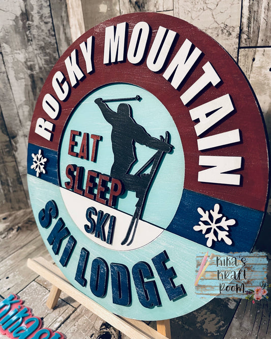 Ski Lodge Round Sign DIGITAL SVG File