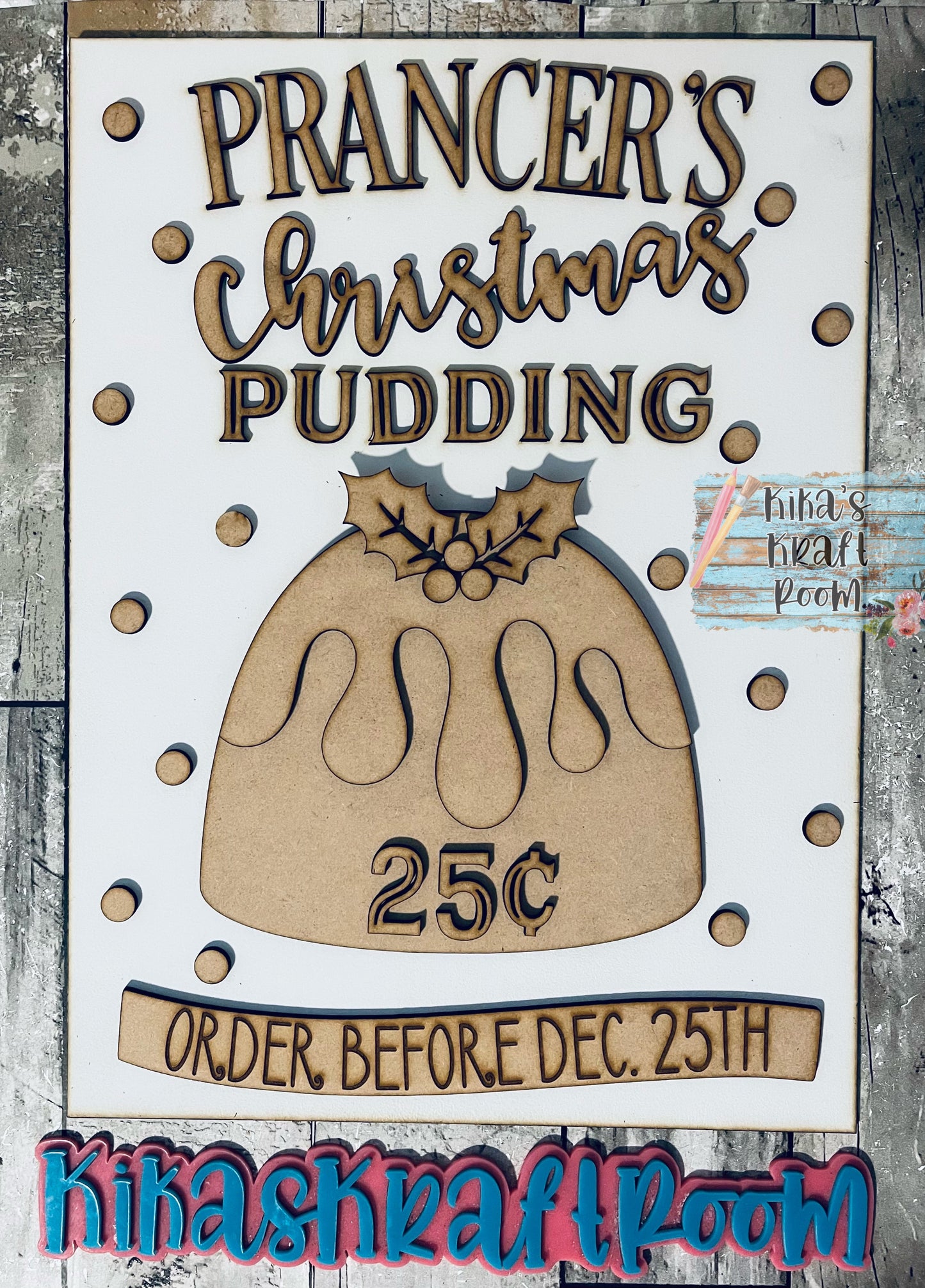 15" Prancer's Christmas Pudding Sign DIGITAL SVG File