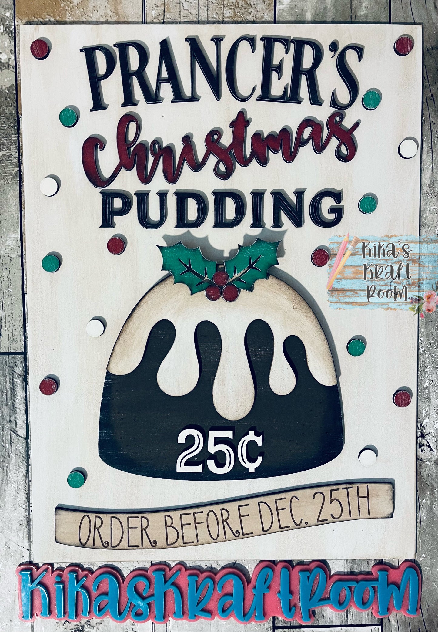 15" Prancer's Christmas Pudding Sign DIGITAL SVG File