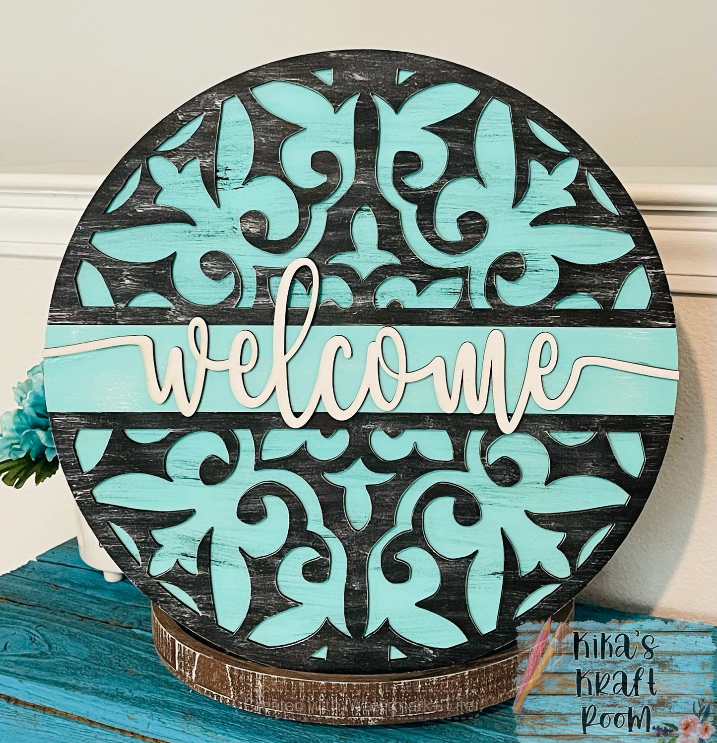 18" Moroccan Tile Welcome Door Hanger DIGITAL SVG File