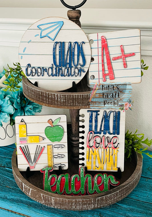 Teacher Themed Tiered Tray Set DIGITAL SVG File