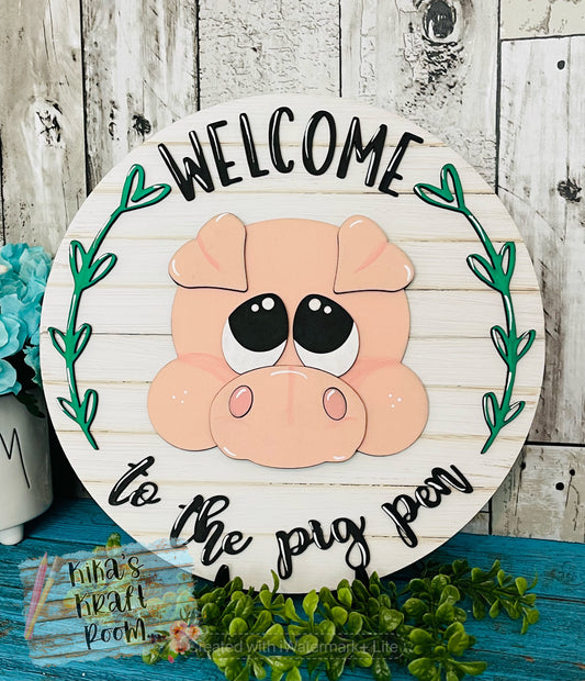 Welcome To The Pig Pen 10in and 18in Door Hanger DIGITAL SVG File