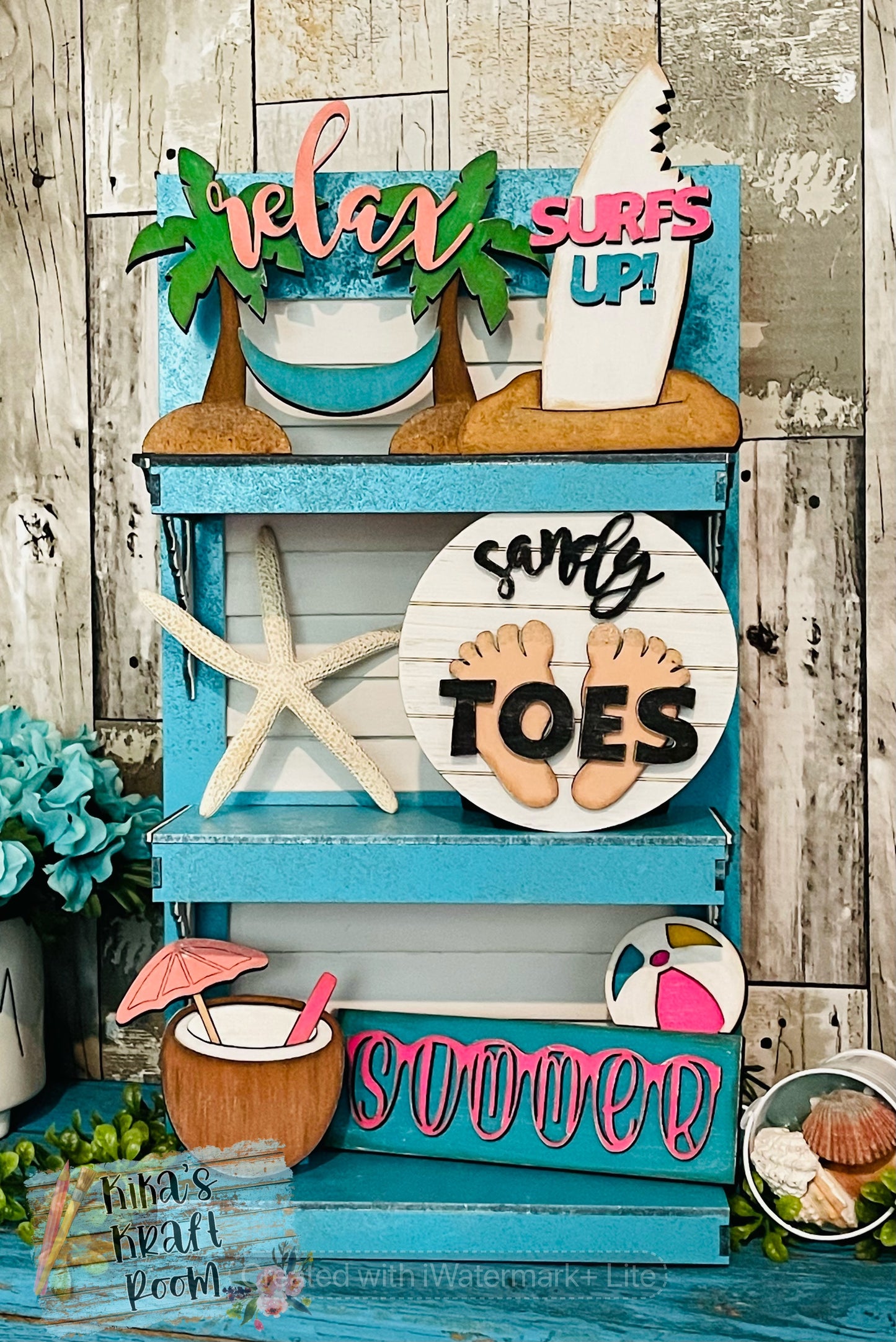 Sandy Toes Beach Themed Tiered Tray Set DIGITAL SVG File