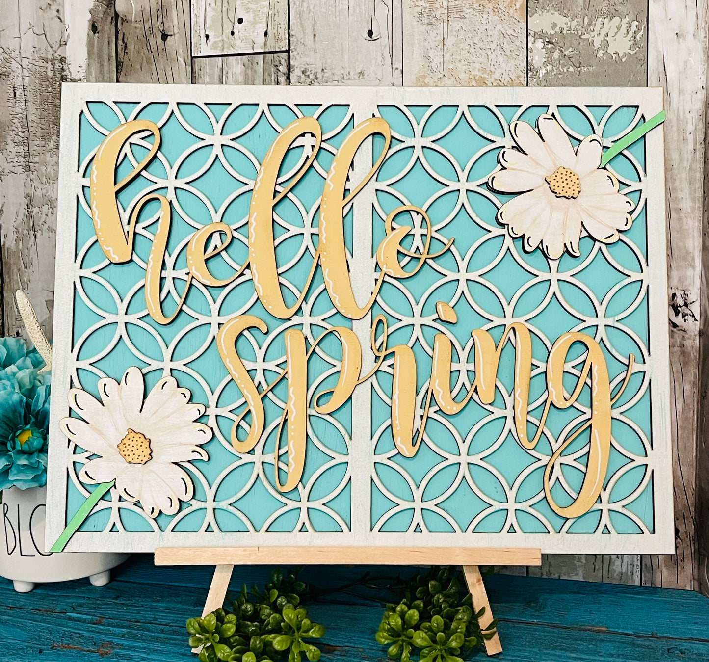 15in Hello Spring/Happy Mother's Day Sign DIGITAL SVG File