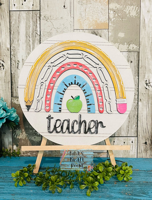 10" Boho Rainbow Teacher Sign DIGITAL SVG File