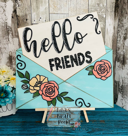 15" Hello Friends Envelope Style Door Hanger DIGITAL SVG File