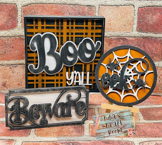 Set of 3 Halloween Signs for tiered trays DIGITAL SVG File