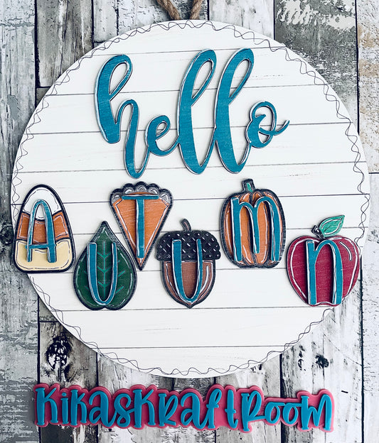 14" Hello Autumn Door Hanger DIGITAL SVG File