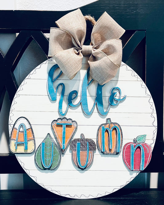 14" Hello Autumn Door Hanger DIGITAL SVG File