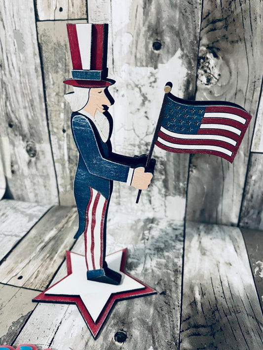 8" Uncle Sam with Flag Tiered Tray Sitter DIGITAL SVG File