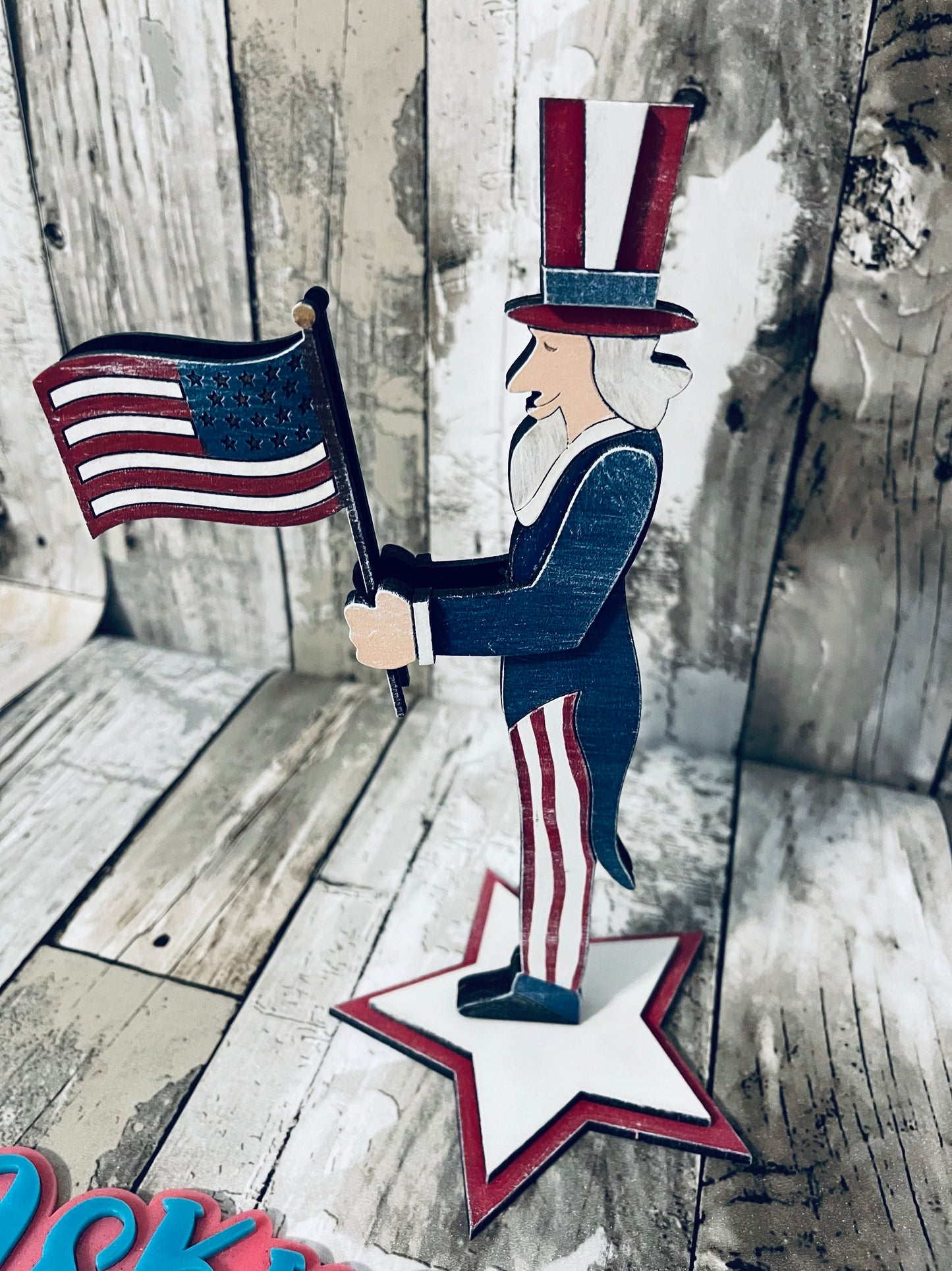 8" Uncle Sam with Flag Tiered Tray Sitter DIGITAL SVG File