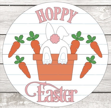 18" Round Hoppy Easter Door Hanger DIGITAL SVG File