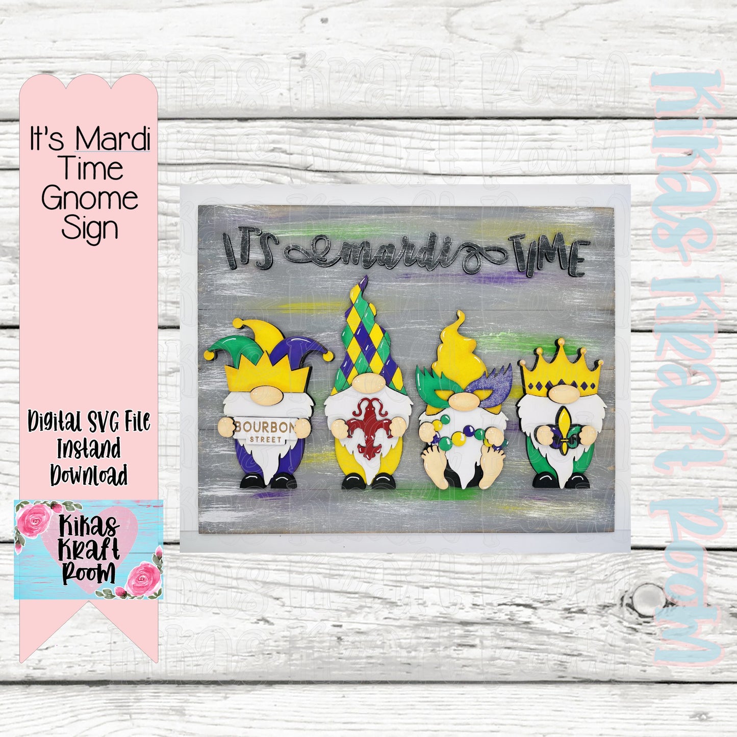 It's MARDI Time Gnome Sign DIGITAL LASER SVG File