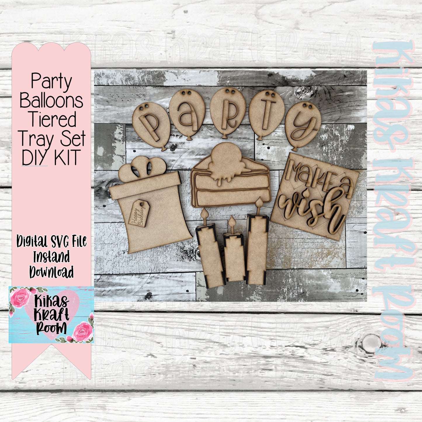 Unfinished DIY Wood Kit ~ DIY Tiered Tray ~ DIY Tiered Tray Decor ~Party Balloons