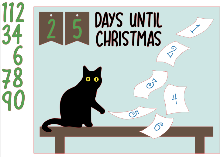 Naughty Kitty Christmas Countdown Calendar DIGITAL SVG File