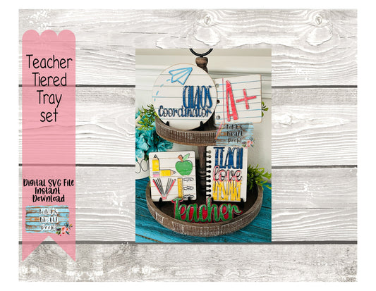 Teacher Themed Tiered Tray Set DIGITAL SVG File