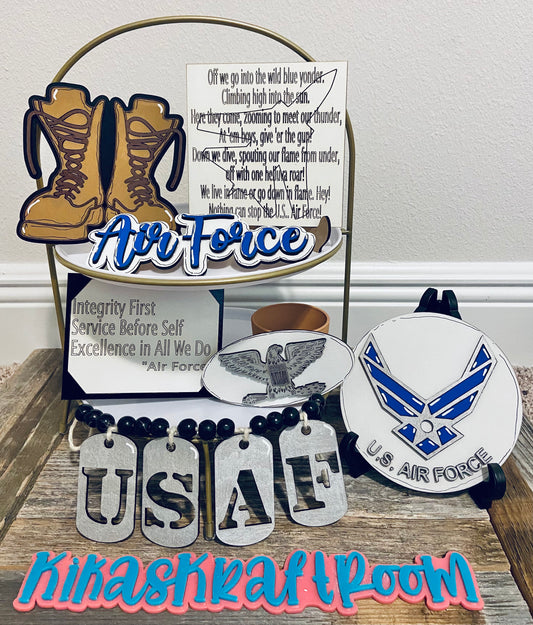 USAF Tiered Tray Set with interchangeable rank DIGTAL SVG File