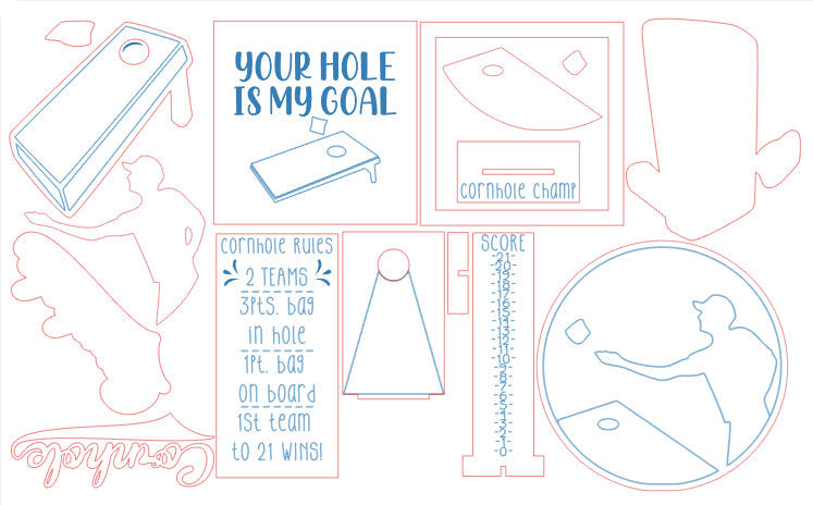 Cornhole Tiered Tray Set DIGITAL SVG File