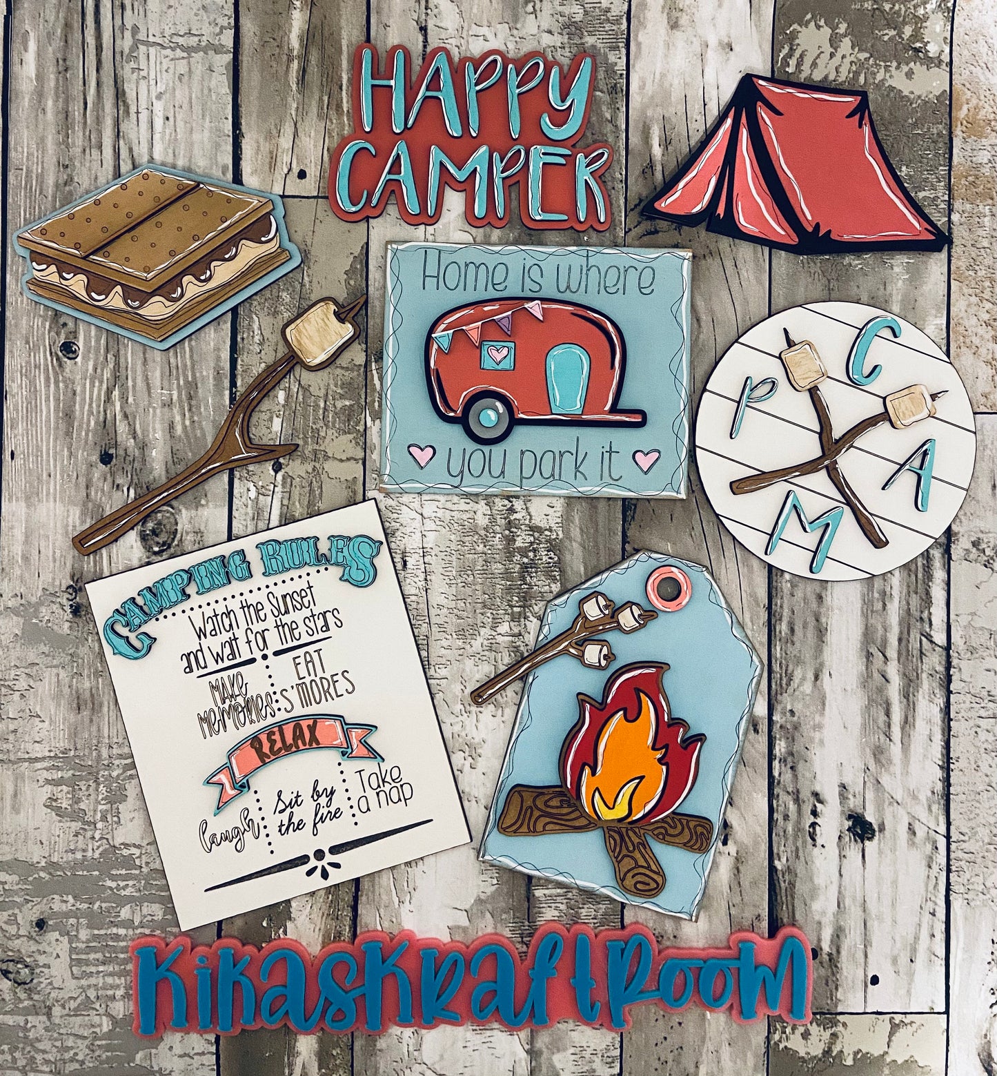 Happy Camper Tiered Tray Set DIGITAL SVG File