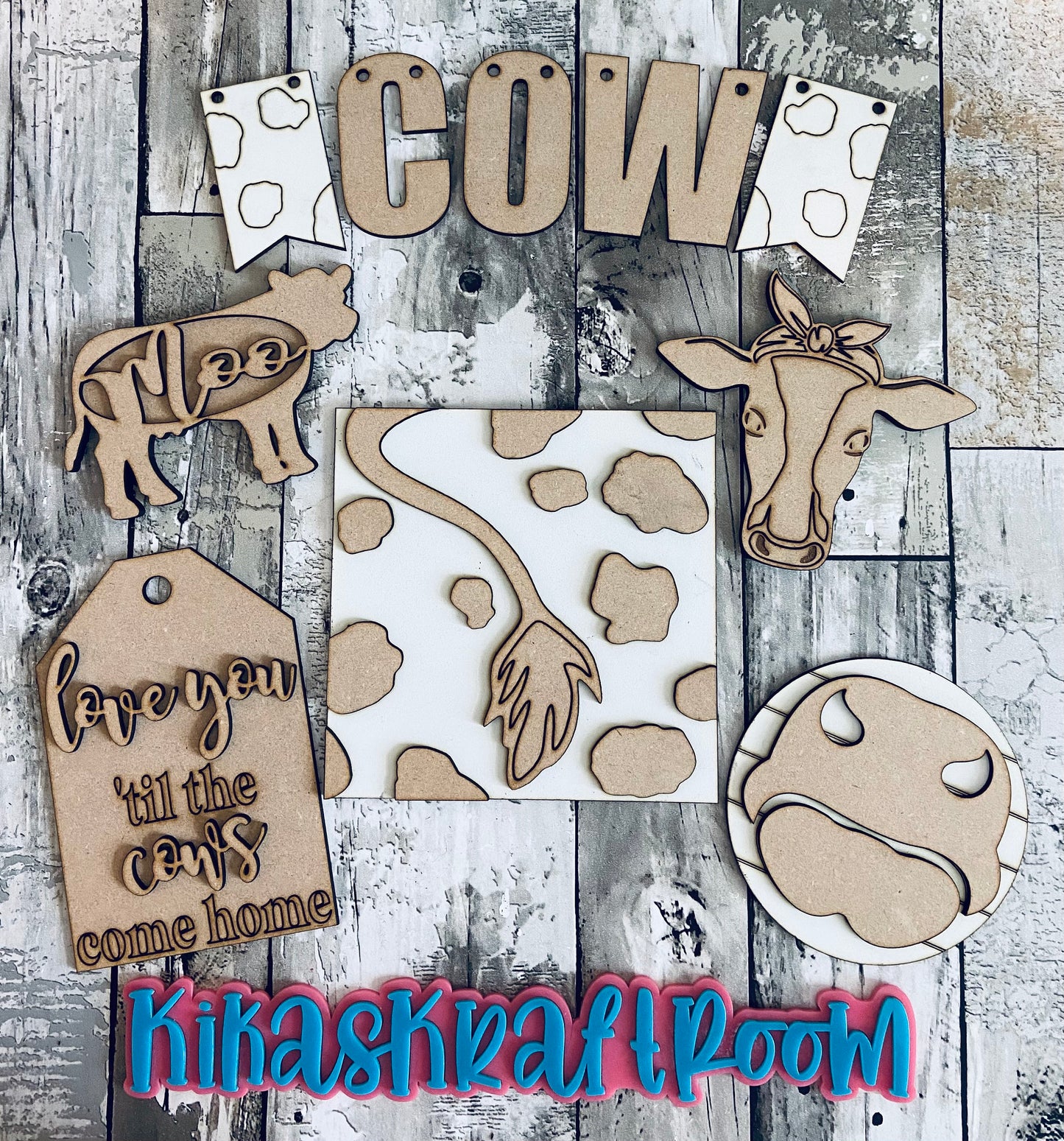 Cow Themed Tiered Tray Set DIGITAL SVG File