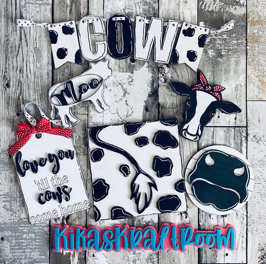 Cow Themed Tiered Tray Set DIGITAL SVG File