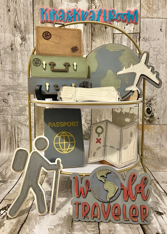 World Traveler Tiered Tray Set DIGITAL SVG File