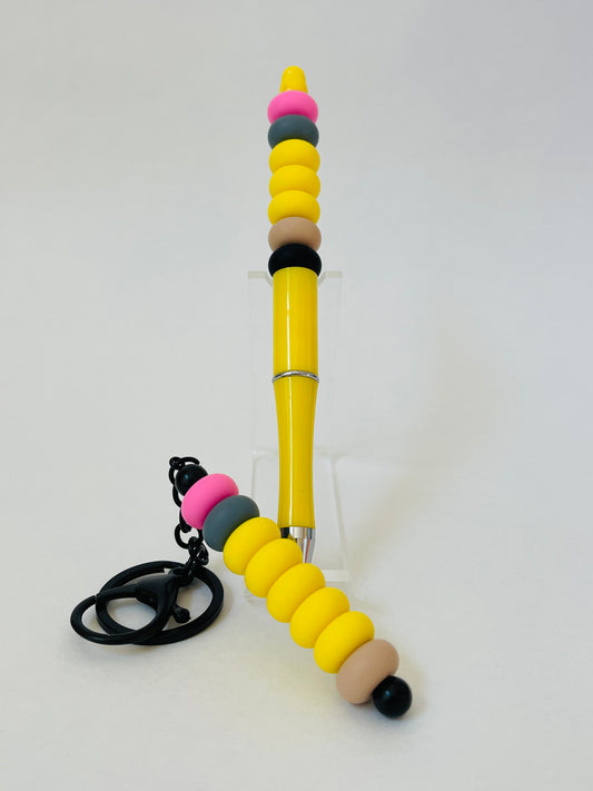 Rare/HTF/Beaded Pencil themed Pen & Keychain Set